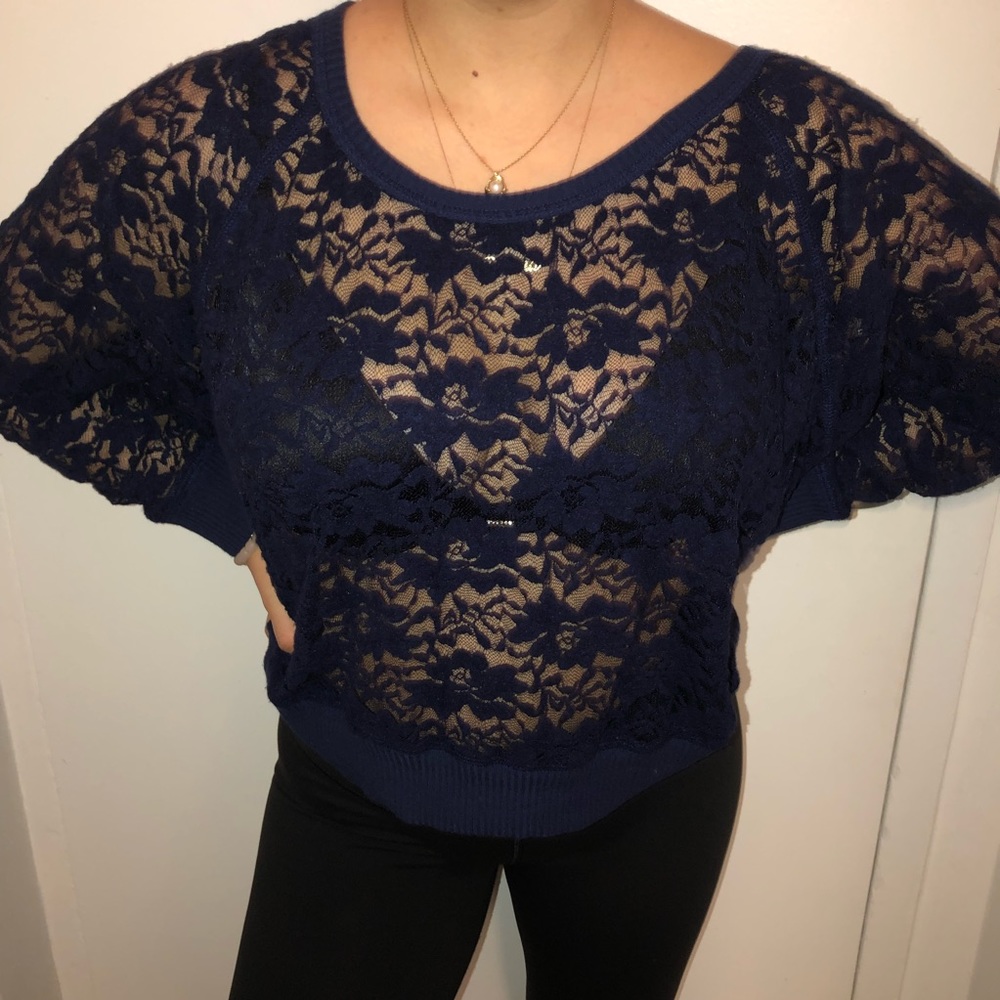 Blue lace long sleeve